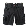 Professional black cotton cargo shorts for men with multiple pockets and adjustable waist - Dark Navy Blue