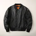 Premium ανδρικό vintage αντιανεμικό bomber μπουφάν με πορτοκαλί επένδυση - S / Tops / Μαύρο