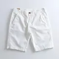 Vintage white cotton cargo shorts for men, casual summer style, minimalist SKU view - White