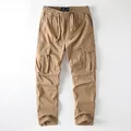 Pantalones cargo clásicos de estilo retro americano para hombre con múltiples bolsillos. - S / Bottoms / Caqui Oscuro (2508)