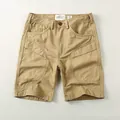 Durable khaki washed cotton cargo shorts for men featuring a classic loose fit - 30 / Bottoms / Dark Khaki