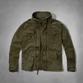 Chaqueta casual de estilo vintage americano para hombre con cremallera en verde oliva - Verde Militar