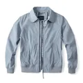 Giacca casual retrò da uomo con colletto a punta, zip e fodera a scacchi, azzurro chiaro - Grigio chiaro