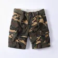 Men's camo cargo shorts with belt, summer retro cotton casual style - 38 / Bottoms / Yellow Camouflage