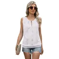 Elegante weiße ärmellose Jacquard-Weste mit personalisiertem V-Ausschnitt - S / Oberteile / Weiß