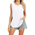Casual wit mouwloos vest met ronde hals voor dames met geplooid detail en losse pasvorm - S / Tops / Wit