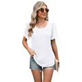 Casual wit T-shirt voor dames met ronde hals en stijlvolle geplooide details voorop - S / Tops / Wit