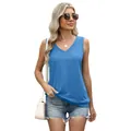 Women's casual blue V-neck sleeveless tank top for summer comfort and style - S / Tops / Blue