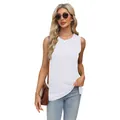Mouwloze witte damestanktop met ronde hals en zijsplit voor de zomer en het voorjaar - S / Tops / Wit
