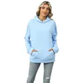 Comfortable women's light blue casual hoodie with front pocket and adjustable hood design - Light Blue
