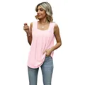 Eleganter rosa ärmelloser Damentanktop mit quadratischem Ausschnitt und Lochmuster für Sommer - S / Oberteile / Hellrosa