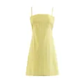 Full detail view of yellow and white gingham camisole A-line dress in cotton linen - S / Top And Bottom / Yellow