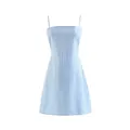 Blue and white gingham mini dress with spaghetti straps and A-line silhouette - S / Top And Bottom / Blue