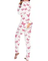 Vista trasera de pijama de una pieza con estampado de mariposas y solapa funcional - 2XL / Top Y Pantalón / Mariposa Rosa