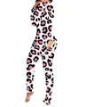 Vista detallada de la solapa de botón funcional en el pijama enterizo de leopardo - 2XL / Top Y Pantalón / Estampado de Leopardo Rosa