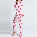 Damen-Schlafanzug in Rosa mit Wassermelonen-Print und funktionaler Gesäßklappe mit Knöpfen - S / Oberteil Und Unterteil / Wassermelonen-Druck (Rosa)