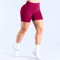 Seamless high-waisted workout yoga shorts in burgundy red for fitness and running - Berry Red