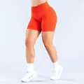 Women's bright orange seamless high-waist yoga shorts for gym fitness running - Chili Red