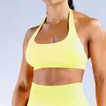 Professionelles nahtloses hochelastisches Yoga-Sport-BH- und Leggings-Set in Neongelb - XS / Oberteil Und Unterteil / Hellgelb