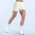 Lemon yellow seamless high waist yoga shorts featuring an athletic booty lifting fit - Light Custard
