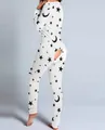 Weißer langärmeliger Jumpsuit-Schlafanzug mit Stern-Mond-Print und Gesäßklappen-Funktion - 2XL / Oberteil Und Unterteil / Stern-Mond-Druck (Weiß)