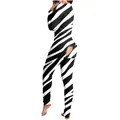 Pijama de una pieza con estampado de cebra y manga larga con solapa trasera de botones - 2XL / Top Y Pantalón / Estampado de cebra