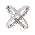 Elegant X-shaped scarf buckle with double-row sparkling rhinestones for women - Silver