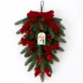 60cm Christmas teardrop swag with red velvet bows and artificial berries - Width 35 * Length 60 cm / Christmas Teardrop Swag