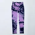 High-waisted purple and black tie-dye seamless yoga pants with peach butt design - S / Bottoms / Purple Tie-Dye Long Pants