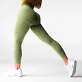 High-waist seamless scrunch butt yoga leggings in olive green for fitness and running - S / Bottoms / Green