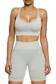 Two-piece seamless yoga set with high waist shorts and sports bra in light grey - S / Top And Bottom / Cami Top And Shorts / Grey Blue