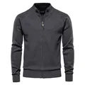 Premium men's dark gray zip-up knitted cardigan sweater with diagonal textured pattern - M / Tops / Dark Gray