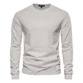 Heren shirt met lange mouwen van puur katoen in lichtgrijs, comfortabele pasvorm - XS / Tops / Khaki