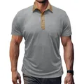 Detaillierte Ansicht eines schmal geschnittenen Herren-Poloshirts mit Kontrastkragen - S / Oberteile / Grau