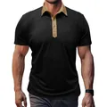Nahaufnahme eines eng anliegenden Herren-Poloshirts mit Kontrastkragen und Brusttasche - S / Oberteile / Schwarz