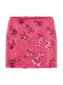 Pink mesh mini skirt with sequined floral embroidery and beadwork summer fashion - S / Bottom (Sequin Skirt) / Rose Red