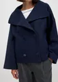 Elegante chaqueta corta de lana azul marino para mujer con cuello de solapa y doble botonadura - XS / Tops / Azul Oscuro de Doble Botonadura