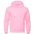 Front view detail of a light pink fleece hooded sweatshirt with pouch pocket - Pink