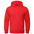 Premium solid red fleece hooded sweatshirt for men and women, casual pullover hoodie. - Red