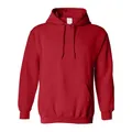 Classic solid red fleece pullover hoodie featuring drawstring hood and front pocket - Burgundy