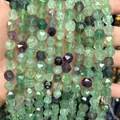 Natürliche facettierte Fluoritperlen in Grün und Violett für DIY-Schmuck. - Bunter Fluorit