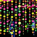 Vibrant neon fluorescent paper circle garland streamers for glow party decorations - Mixed Sizes Round Paper Garland / 2m