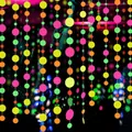 Vibrant neon fluorescent paper circle garland streamers for glow party decorations - Mixed Sizes Round Paper Garland / 2m