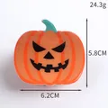Halloween orange pumpkin jack-o'-lantern shark hair claw clip with size dimensions - Angry Pumpkin