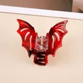 Gothic Halloween bat wing hair claw clip in dark red marbled finish for spooky style - Red Bat Wings