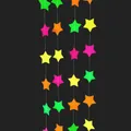 Vibrant fluorescent neon paper star garland hanging decoration for night glow party decor - Standard Star Paper Garland / 3 Meters