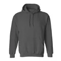 Classic dark gray unisex fleece pullover hoodie with front pocket and drawstring hood - Dark Gray