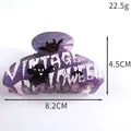 Vintage Halloween themed dark style shark hair clip featuring ghost and bat patterns - Purple Devil Ghost Letter