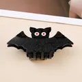 Halloween black bat hair claw clip with glitter finish for women and girls accessory - Black Bat