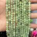 Natürliche grüne lichtdurchlässige facettierte Steinperlen für DIY-Schmuck und Basteln - 6mm (38cm Strang) / Prehnit